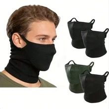 1/2Pcs Unisex Geometric Neck Gaiter, Breathable Earloop Half Face Cover, 100% Polyester Knit Jacquard, For Cycling Skiing Cosplay Halloween. - Multicolor - View 14