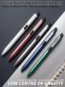 Metallic Matte Pen Holder, Quick Drying Double Bead CS Pen Tip, Press Neutral Pen - Black Ink Refill - View 5