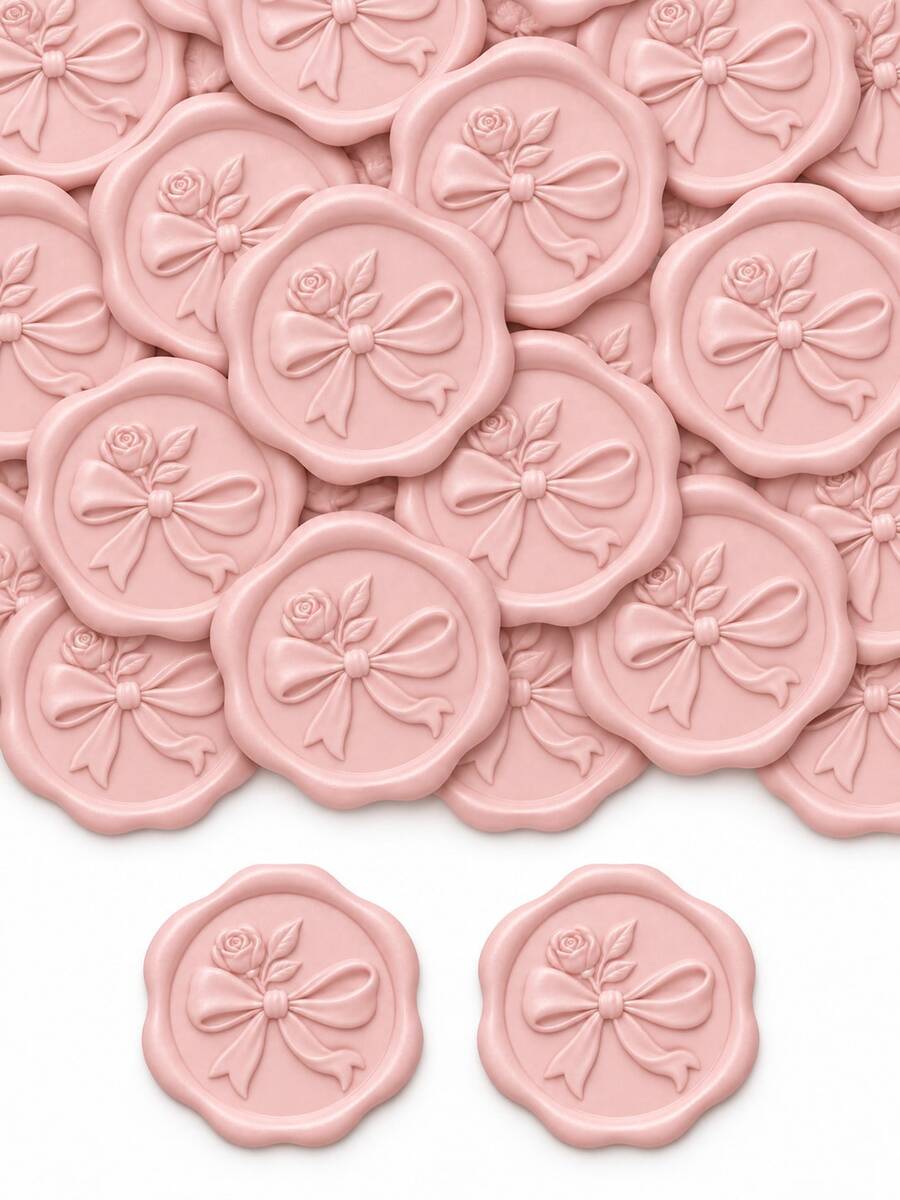 20/30/50/100pcs Bow Wax Seal Stickers, Wedding Invitation Envelope Seals, Self-Adhesive Envelope Seals, Suitable For Wedding, Invitation, Envelope, Gift Packaging, Christmas - Bow--blush Pink (New 3) - View 1