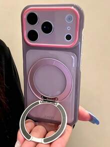 Cute Dual-Color Candy Camera Protective Case, Compatible With IPhone 17 Pro Max, 17 Pro, 16 Pro, 16 Pro Max, 15, 14, 13 Pro Max, 14, 15, 16 Plus, 13, 15, 17, With Rotating Ring Stand, Shockproof Protective Cover, Gift Set - Gray Pink - View 2