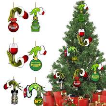 Panini Grinch Christmas Tree Ornaments, Acrylic 2D Scene Hanging Decorations, Classic Green Character Pendant For Xmas Tree Home Holiday Party Decor - Random Styles - View 7