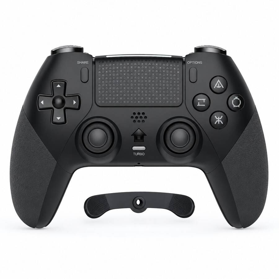 A Wireless Controller Compatible With P4, P4 Slim, P4 Pro, PC, Smartphones, Featuring A Hall-Effect Joystick, Dual Vibration Motors, A Six-Axis Gyroscope, Macro Programming, Turbo Mode, An 800mAh Battery, A Microphone, And A 3.5mm Headphone Jack. - View 1
