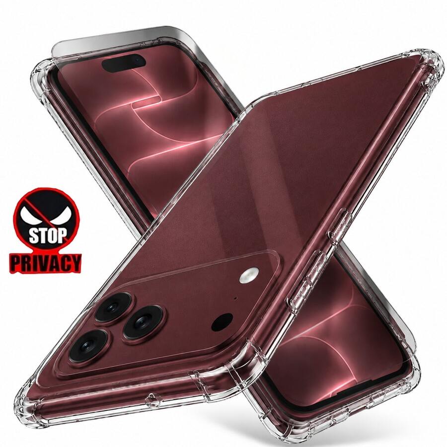 2-In-1 Phone Protection Set [1pc Privacy Tempered Glass Screen Protector + 1pc Full Coverage Four-Corner Airbag Transparent Phone Case] With Lens Protection, Thick Anti-Drop Shockproof TPU Gel Rubber Ultra-Thin Durable Soft Skin Protective Cover, Compatible With IPhone 18/17/16/15/14/13 Pro Max