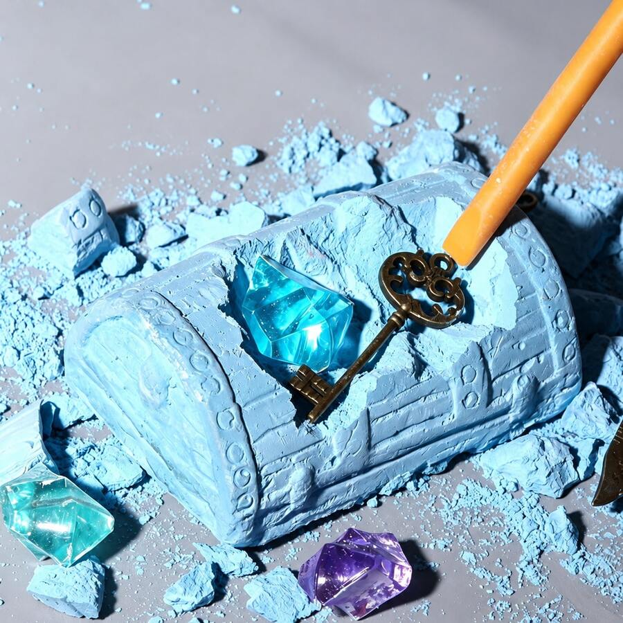 Children's Archaeology Digging Set DIY Pirate Treasure Chest Digging Toy Educational Science Experiment Digging Gemstone Surprise Creative Handmade Gift For Boys And Girls