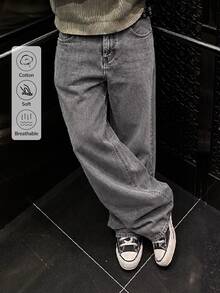 Men's Casual Versatile Everyday Denim Jeans - Grey - View 1