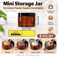 1-6Pcs/Set Clear PET Storage Jars With Lids, 50-500ml Empty Plastic Makeup Containers And Organizer Jars - Black - View 24
