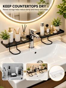Bathroom Faucet Storage Rack - Bathroom Essential, Featuring Drill-Free, Wrap-Around And Hollow Quick-Dry Design. Moisture-Proof And Breathable, Suitable For Bathroom Sink Faucet And Kitchen Sink Faucet. - Multicolor - View 3