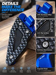 Motorcycle Rear Passenger Foot Pegs PCX160 PCX125, 1 Pair Enlarged & Widened CNC Aluminum Alloy Rear Foot Pegs With Anti-Slip Rubber Pads, Passenger Footrest Pads, Scooter Motorcycle Modification Replacement Parts - A - View 9