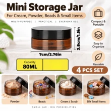 1-6Pcs/Set Clear PET Storage Jars With Lids, 50-500ml Empty Plastic Makeup Containers And Organizer Jars - Black - View 27