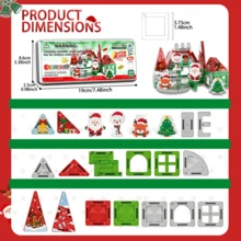 29pcs Christmas Theme Magnetic Tiles Set, Includes Christmas Character Magnetic Blocks, Can Freely Assemble Christmas House And Scene Models, STEM Sensory Toy, Back To School Preschool Magnetic Toy, Perfect Christmas And Halloween Gift For Children - Multicolor - View 4
