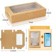 20pcs/10pcs/1pc Square Pastry Gift Boxes With Transparent Window, 7*4.3*1.5 Inches, Brown Bread Snack Boxes, Premium Gift Boxes Suitable For Packaging Desserts, Donuts, Pies, Candies, Cakes, Muffins And Macarons - Brown - View 8