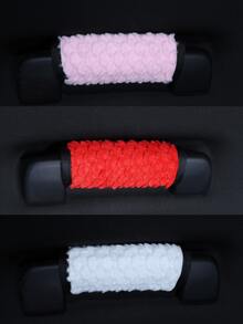 Soft Fluffy Scalloped Plush Car Roof Grab Handle Cover Universal Anti-Slip Comfort Grip Auto Ceiling Handle Protector Sleeve Dustproof Scratch Resistant Multi-Color Optional Car Interior Decoration Accessories - Fan-shaped Fish Scale - View 2