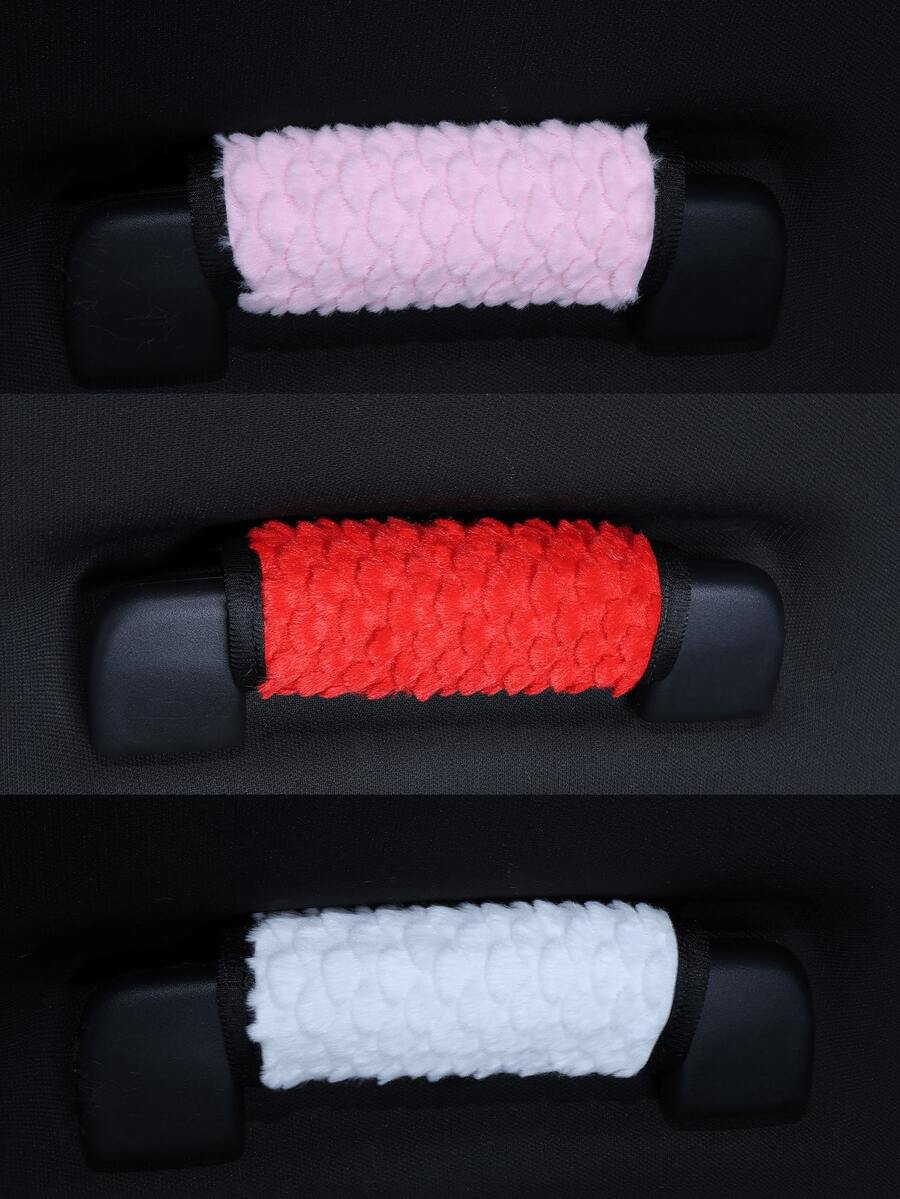 Soft Fluffy Scalloped Plush Car Roof Grab Handle Cover Universal Anti-Slip Comfort Grip Auto Ceiling Handle Protector Sleeve Dustproof Scratch Resistant Multi-Color Optional Car Interior Decoration Accessories
