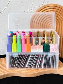 Nail Tool Storage Box Transparent Organizer Case Nail Art Accessories Storage Container Manicure Tools Holder With Compartments Nail Polish File Drill Bits Decoration Storage Box - Multicolor - View 3