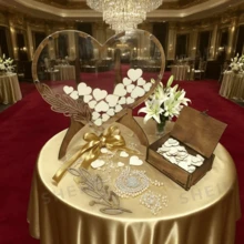 1 Set Heart Guest Book With Wooden Box And 60, 80, 100 Wooden Pieces - Rustic Wedding Decor, Perfect For Anniversary, Birthday And Special Occasions, Ideal Choice For Collecting Sincere Messages, - A - View 4