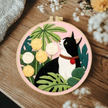 1PC 20*20cm/7.9*7.9in,Cute Cats Embroidery Kit, DIY Handmade Embroidery Set For Adult Beginners, Home Gift, Women's Sewing Gift, Including User Manual, Printed Pattern Fabric, Embroidery Frame, Needle And Thread. - Cute Cats - View 16
