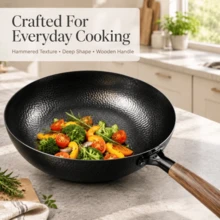 32CM Household Pure Iron Wok, Non-Coated Cast Iron Pan, Compatible With Gas & Induction Cookers - View 4