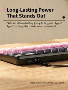 Acer Dilengkapi layar digital | Set keyboard dan mouse nirkabel Bluetooth dual-mode warna hitam dan merah muda. Pengoperasian senyap, dapat diisi ulang, daya tahan baterai lama. Tombol angka berorientasi bisnis. Kompatibel dengan Mac / Tablet / Ponsel / Laptop / Desktop. - View 6
