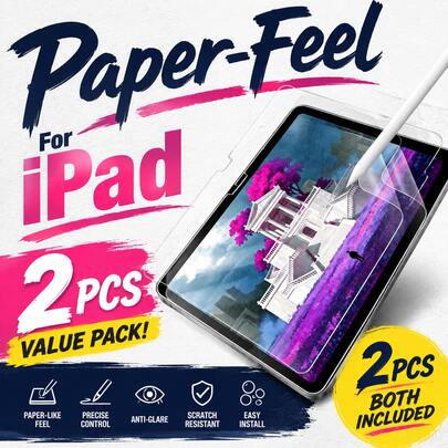 Yezodawee Paper-Feel Screen Protector For IPad 10th Gen 10.9 Inch (2022) / 11th Gen A16 (2025), Matte PET Film, Supports Writing, Pen-Tip Friendly And High Sensitivity, Anti-Glare, Anti-Fingerprint, Ultra-Thin Nano Flexible Screen Protector, Easy Installation, Matte Paper Texture, Compatible With Face ID And Apple Pencil, Scratch-Resistant, Bubble-Free, High Definition And Clear