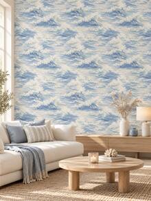 1 Roll Floating Waves Wallpaper, Removable Wall Sticker, Exquisite Mural, Suitable For Home Decor And Wall Art, Ready-To-Use Wall Panel, Wall Covering Material, Spring Home Decor, Instantly Refresh Your Living Space. Rama Decorative Sticker - Perfect Gift For Birthday And Graduation Ceremony. Halloween Decor, Halloween Gift, All Saints' Day Decor, All Saints' Day Gift - Multicolor - View 5