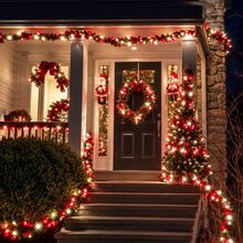 1PCsolar Powered Christmas Courtyard Atmosphere Light String, Outdoor Decoration High Brightness LED Color Light String, Red Green/Red White, Suitable For Decorating Christmas Trees, Courtyards, Indoor And Outdoor Holiday Scenes - Solar String Lights - View 2
