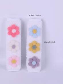 Soft Fluffy Plush Car Seat Belt Shoulder Cover, 3D Floral Applique Cute Seat Belt Shoulder Protector, Universal Cute Car Interior Decoration Accessory, Suitable For Women And Girls - Plush Flower - View 12