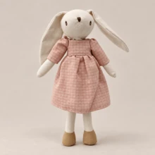 [Gift Rabbit]1件手工布製長耳兔子娃娃，可更換服裝，兒童節日生日復活節禮物 - 禮物兔兔 - 查看 6