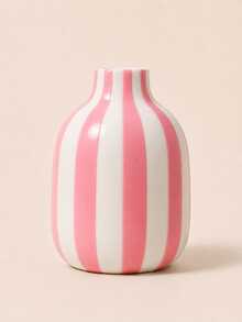 1pc Colorful Vertical Striped Decorative Vase, Dopamine Style Tabletop Vase For Dried Flowers, Home Living Room Desk Ornament - Striped Small Round Bottle - View 11