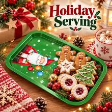 Christmas Metal Tray, Holiday Rectangular Serving Plate, Festive Table Decor, 34*23cm, Random Pattern - View 6