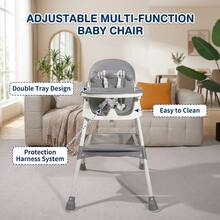 UBRAVOO Foldable Baby High Chair 6 Months Plus, With Large Antislip Pad & ToyRack, Easy To Clean Feeding - Grey - View 4