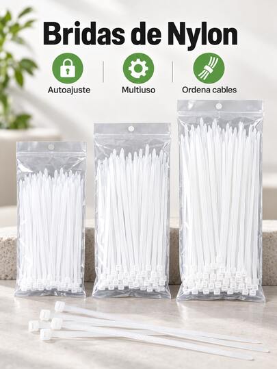 White Nylon Cable Ties, 40lbs Tensile Strength Self-Locking Zip Ties, Multi-Purpose Bundling Ties For Wire Organization, Storage, Fixing, Packaging, Moving, Home, Indoor & Outdoor Use