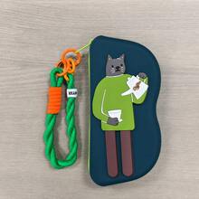 Tas Pelindung Kacamata Silikon Motif Kartun Kucing & Anjing dengan Kain Pembersih, Tahan Air dan Tahan Benturan, Portabel Modis, Tas Penyimpanan Multifungsi untuk Kosmetik, Earphone, Koin dan Barang Kecil, Pengatur Tas Harian Kampus Mahasiswa, Aksesori Serbaguna Lucu - Multiwarna 2 - View 11