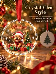 Customized Family Christmas Crystal Hanging Ornament, Personalized Name Commemorative Hanging Ornament, 2026 Customized Christmas Tree Round Pendant, Home Holiday Family Commemorative Gift - Multi-color - View 10