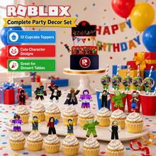 Roblox 23个卡通主题蛋糕装饰旗，多色时尚印花设计，厚实耐用材质，适用于生日、节日派对装饰、婚礼、婴儿派对、礼品包装 - Roblo boy 蛋糕旗插 吸管 - 查看 4