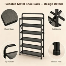 1-Piece Shoe Rack With Multiple Layers And Large Capacity, Space-Saving For Easy Storage. Sturdy And Stable With Strong Load-Bearing, Suitable For Entryways And Bedrooms. - Black - View 5