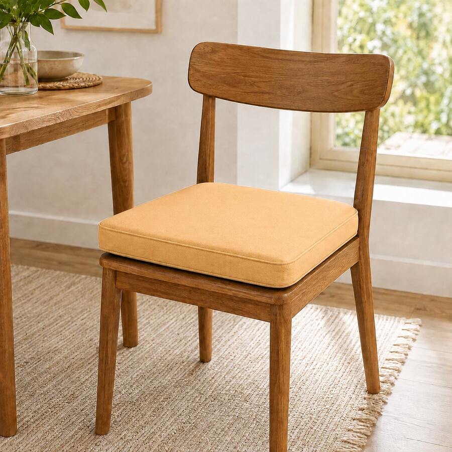Premium 50x50 Cm Seat Cushion – Modern Soft-Textured Pad For Chairs, Sofas, And Benches – Non-Slip Bottom Indoor Floor Pillow - Apricot - View 1