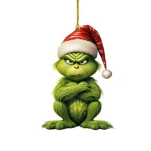 Panini Grinch 聖誕樹吊飾，壓克力吊墜裝飾，多款綠色角色吊墜，適用於聖誕樹、居家節日派對裝飾 - 多款 - 查看 5