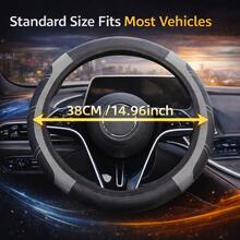 1pc Universal Car Steering Wheel Cover, 15 Inch PU Leather Anti-Slip Breathable Steering Wheel Protector, Soft Comfortable Grip, Sweat-Resistant All-Season Interior Accessory For Sedan SUV - Multicolor - View 4