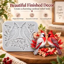1pc Christmas Cardinal Silicone Mold, Candle Mold, Soap Mold, Resin Molds, DIY Soft Pottery Clay Drop Glue Decorative Mold, Plaster Mold, Hand Decorative Art Tools, Multi-Purpose Silicone Mold - Multicolor - View 5
