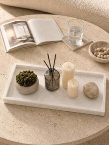 1pc Luxury Marble Pattern Decorative Tray, Desktop Storage Organizer, Suitable For Candles And Aromatherapy Diffusers, Wabi-Sabi Style Home Decor Accessory, Vanity And Desk Organizer, Enhances Interior Atmosphere, Bathroom Storage, Living Room Decoration - Multicolor - View 6