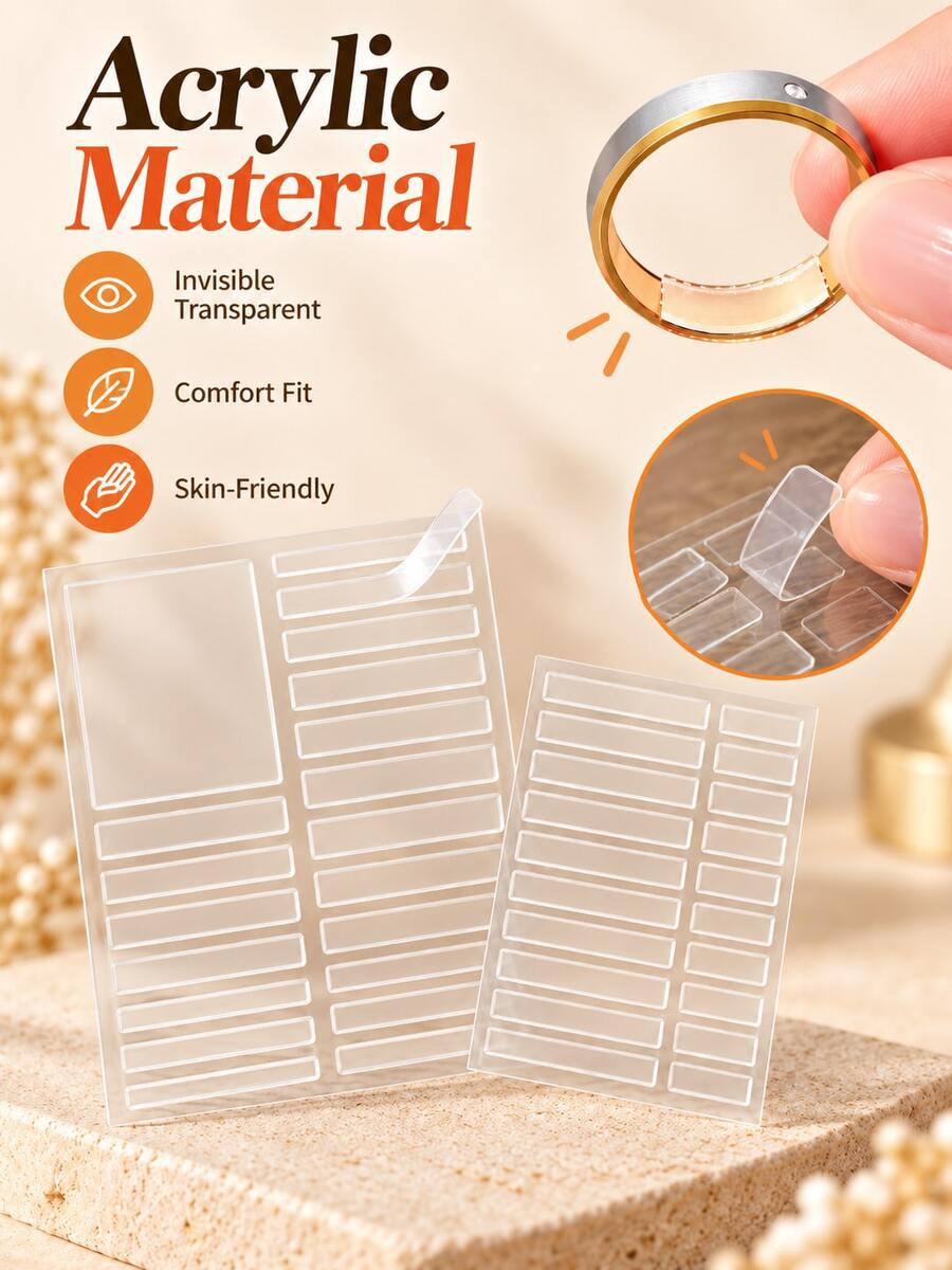 2/1 Set Ring Size Adjuster Transparent Invisible Tape, Self-Adhesive Ring Reducer Strip, Soft Transparent Ring Shrinkage Patch, Suitable For Loose Rings, Reusable, Comfortable Non-Bulky Silver Gold Ring Tightening Patch, Flexible Ring Adjustment Film - Multicolor - View 1