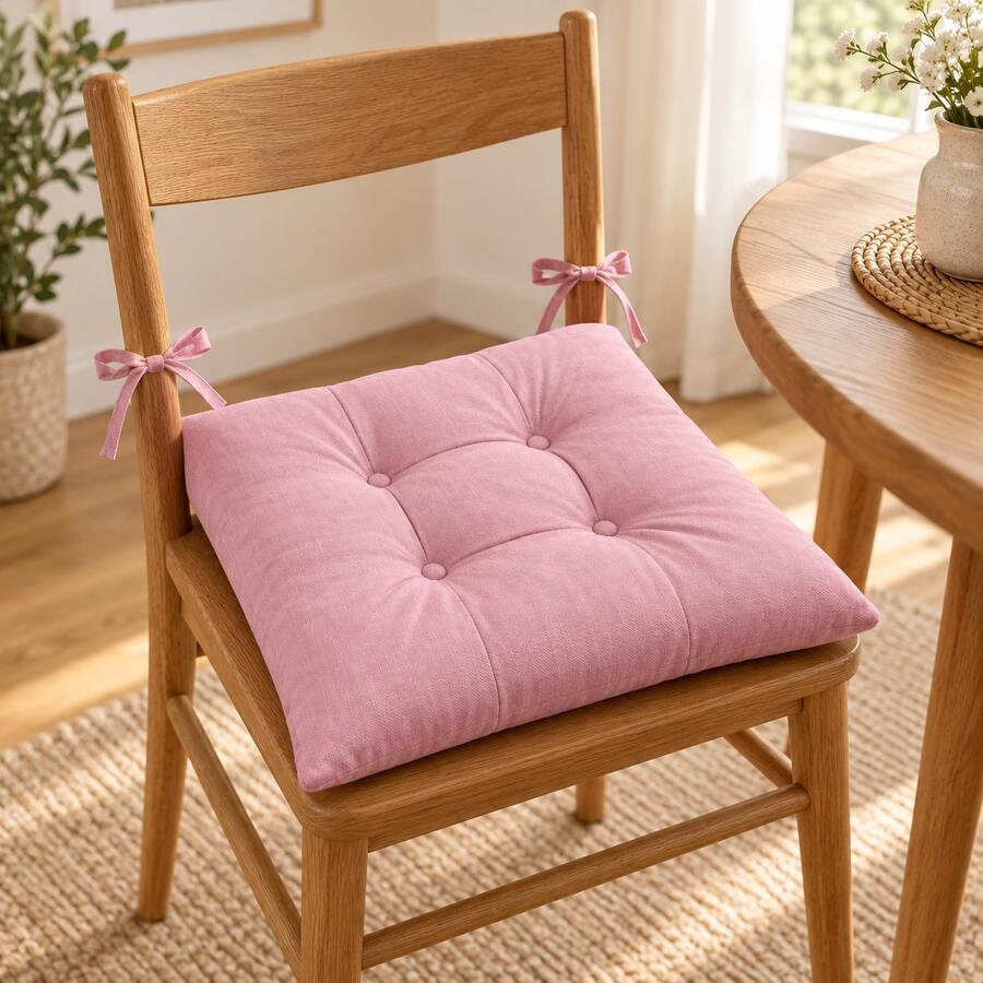 1/4/6pcs Soft Chair Cushion Set, Plush Filled Seat Pads, Enhanced Comfort - Pink - View 1