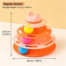 1pc Multi-Layer Cat Ball Toy, Interactive Puzzle Rolling Ball Cat Teaser, 3-Layer Track Fun Cat Toy With Top Cat Ear Design, Indoor Pet Exercise And Boredom Relief Toy - Multicolor - View 7