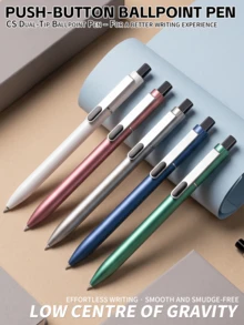 Metallic Matte Pen Holder, Quick Drying Double Bead CS Pen Tip, Press Neutral Pen - Black Ink Refill - View 4
