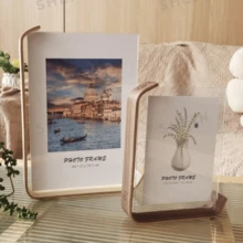 Bingkai Foto Akrilik Multifungsi dengan Dudukan Kayu - Sempurna untuk Memajang Foto, Karya Seni, dll. - Bingkai Foto, Bingkai Pajangan Meja Dua Sisi, Bingkai Foto Pernikahan, Hadiah Ulang Tahun, Bingkai Foto Kelulusan - A - View 1