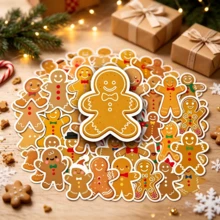 50pcs Gingerbread Man Personalized Christmas Sealing Stickers, Cute Creative Luggage Glass Bottle Decorative Stickers - Multicolor - View 4
