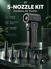 Powerful Turbo Fan 110,000RPM Brushless Motor Handheld Blower (Optional Vacuum), Adjustable Speed Rechargeable Air Duster, Suitable For Computer Cleaning, Car Detailing, Garden Dust And Leaf Removal - Wireless - View 4