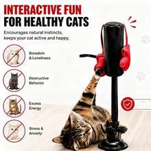 1 buah Mainan Tinju Kucing Perekat Diri dengan Cangkir Hisap, Kantung Tinju Kucing Interaktif, Tanpa Baterai, Permainan Tahan Lama, Cocok untuk Olahraga dan Hiburan di Dalam Ruangan untuk Anak Kucing, Perlengkapan Hewan Peliharaan Interaktif yang Menyenangkan untuk di Rumah - MultiWarna - View 5