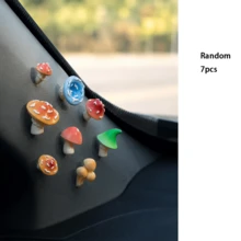 2/5/7pcs Cute Tilted Mushroom Car Dashboard Ornament, Kawaii Cartoon Mini Mushroom Figurine, Fun Decorative Car Interior Accessory, Adorable Car Center Console Decoration - A - View 13