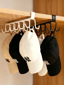 1pc Hat And Bag Storage Rack, Belt Storage Rack, Wardrobe Accessory Organizer Multi-Purpose, With 6 Hat Hooks, No-Drill Wall Mounted Closet Hanging Rack, Space Saving Coat Scarf Tie Holder, Entryway Bedroom Dorm Door Cabinet Organizer - Multicolor - View 7